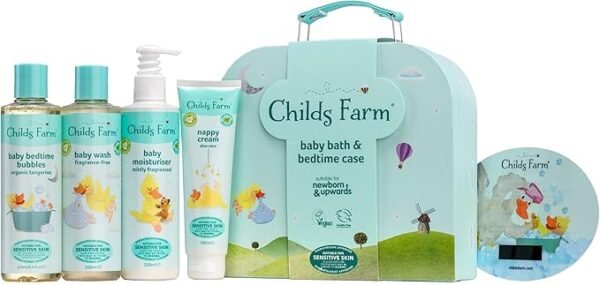 Childs Farm Baby Gifting Suitcase Baby Wash Bubble Bath Baby Moisturiser Nappy Cream