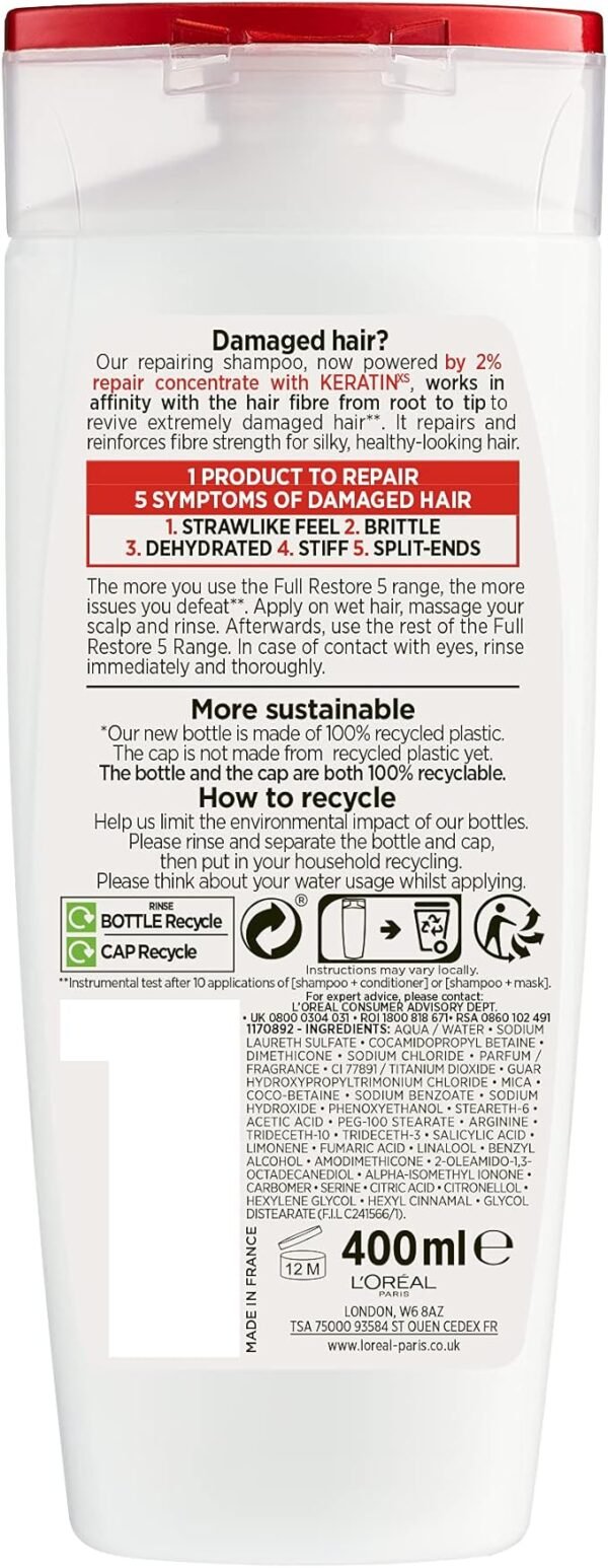 Elvive Haircare L'Oreal Full Restore 5 Shampoo, 400 ml, Pack of 6