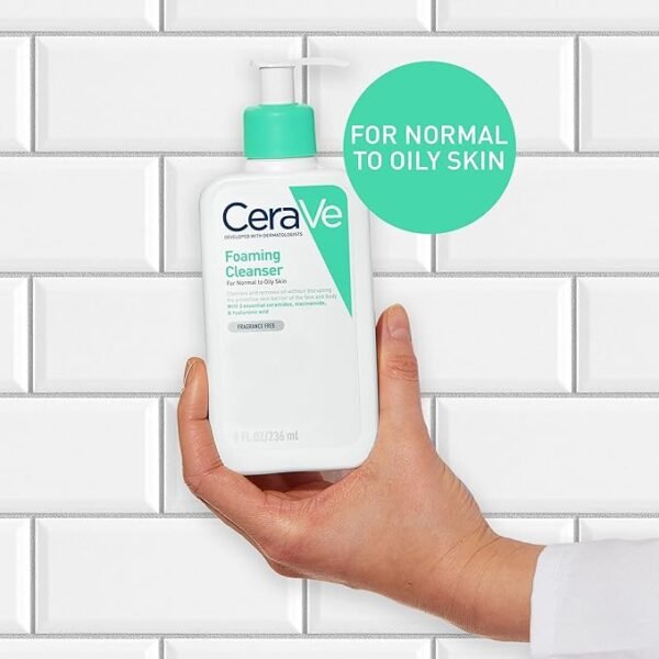 CeraVe Foaming Cleanser for Normal to Oily Skin 473ml with Niacinamide and 3 Essential Ceramides