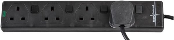 PRO ELEC PELB1931 Individually Switched Surge Protected Extension Lead Black, 2m