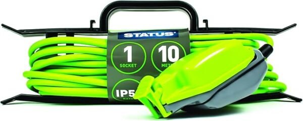 STATUS 1 Socket Extension Lead | 10m Green Waterproof Extension Cable | 13 amp Weatherproof Extension Socket