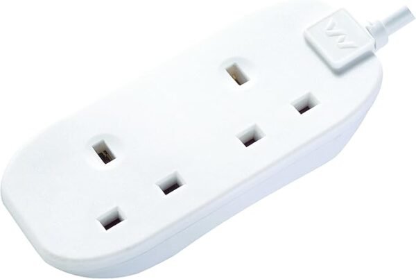 Masterplug Two Socket Extension Lead, 5 Metres, White