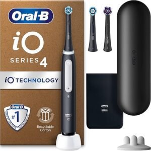 Oral-B iO4 Electric Toothbrush For Adults, 3 Toothbrush Heads, Travel Case & Toothbrush Head Holder