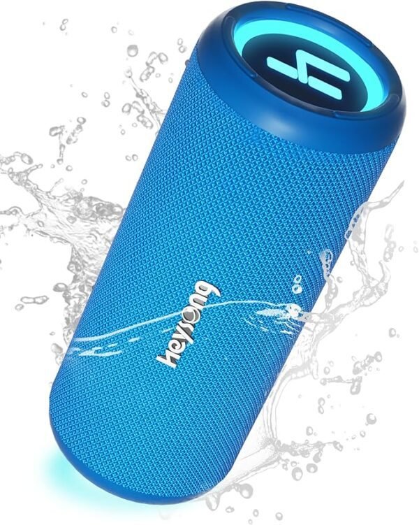 HEYSONG Bluetooth Speaker, Portable Wireless Waterproof Speakers with Led FOR Shower, Bike, Kayak, Beach, Blue