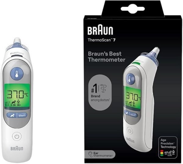 Braun ThermoScan 7 Ear thermometer - Age Precision Technology - Colour-coded Digital Display - Baby and Infant Friendly - #1 Brand among doctors(1)