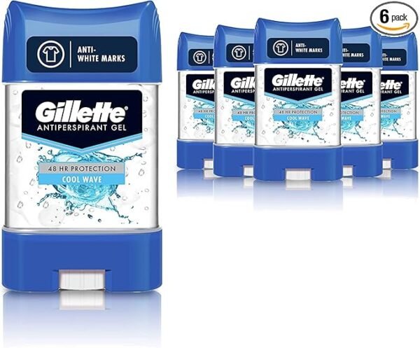 Gillette Antiperspirant Deodorant Gel For Men, 420 ml (70 ml x 6), 48-Hour Invisible Sweat and Odour Protection