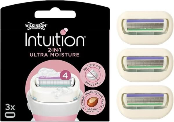 WILKINSON SWORD - Intuition Ultra Moisture Blades For Women | No Shave Gel Needed | Pack of 3 Razor Blade Refills
