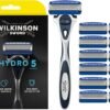 WILKINSON SWORD - Hydro 5 Razor For Men, Carbon Coated Blades, Hydrating Gel & Precision Trimmer, Razor + 12 Razor Blades