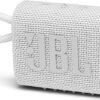 JBL GO 3 - Wireless Bluetooth portable speaker with integrated loop for travel with USB C charging cable, in white