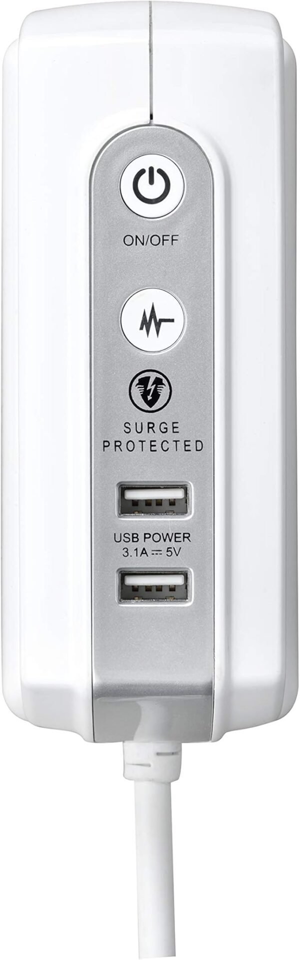 Masterplug SRGDU41PW2-MP Heavy Duty Four Socket Surge Protected Extension Lead with 2 USB Ports, 1 Metre, White