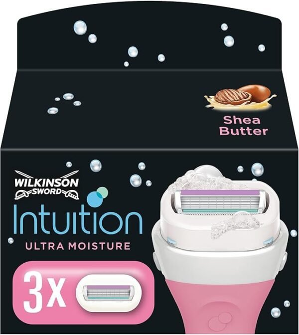 WILKINSON SWORD - Intuition Ultra Moisture Blades For Women | No Shave Gel Needed | Pack of 3 Razor Blade Refills