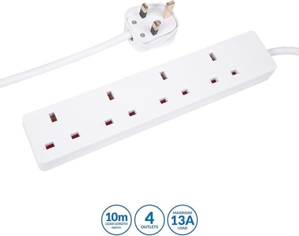PRO ELEC PELB1906 4 Gang Extension Lead White, 10m