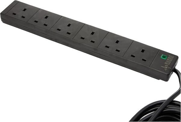 pro elec 6 Gang 10 m Extension Lead Surge Protector - Black