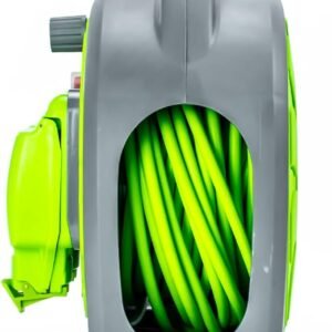 STATUS 2 Socket Cable Reel | 20m Green Waterproof Extension Lead