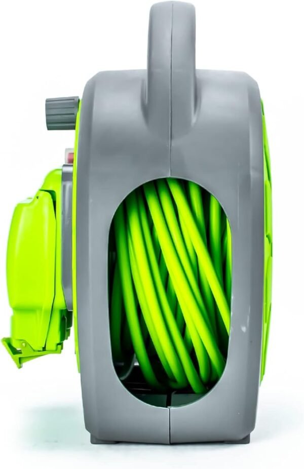 STATUS 2 Socket Cable Reel | 20m Green Waterproof Extension Lead