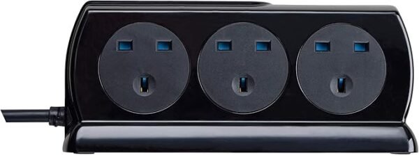 Masterplug Six Socket Switched Inline Power Surge Protected Extension Lead with Two USB Charging Ports, 2 Metres, Gloss Black