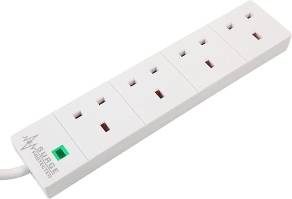 PRO ELEC PL09211 4 Gang Surge Protected Extension Lead White, 8m