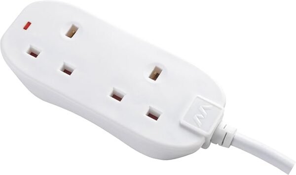 Masterplug Two Socket Long Extension Lead, 10 Metres, White