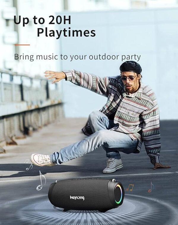 HEYSONG Bluetooth Speaker, Portable Outdoor IP67 Waterproof Wireless Speaker with Shoulder Strap, 50W Loud Rich Bass Sound