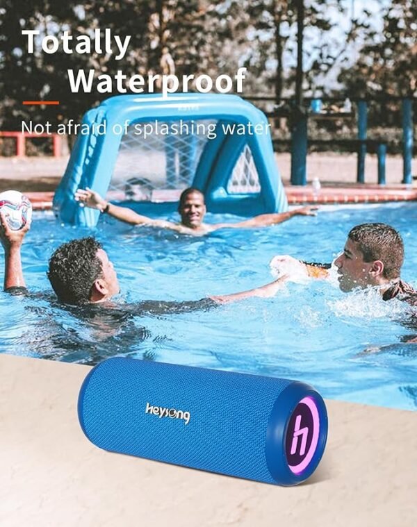 HEYSONG Bluetooth Speaker, Portable Wireless Waterproof Speakers with Led FOR Shower, Bike, Kayak, Beach, Blue
