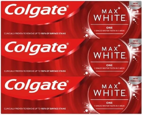 Colgate Max White One Whitening Toothpaste, Teeth Whitening Toothpaste with a Clinically Proven Formula 75ml (Pack of 3)
