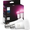 Philips Hue White and Colour Ambiance Smart Bulb Twin Pack LED [B22 Bayonet Cap] - 800 Lumens 60W Equivalent