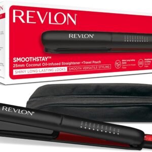 Revlon Smoothstay Coconut Oil-Infused Hair Straightener | 25mm Ceramic Plates, Floating Plates with Rounded Edges, Customizable Temperature up to 235°C