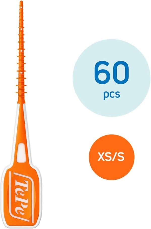 TePe EasyPick Toothpicks, Orange, ISO XS-S, 60pcs, Dental Plaque Removal Tool,
