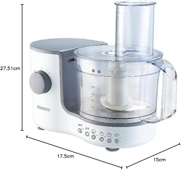 Kenwood Compact Food Processor, 1.4L Bowl, Blender, Emulsifying, Chopping Blade, Shredder Disc 400W, FP120, White [Energy Class A]