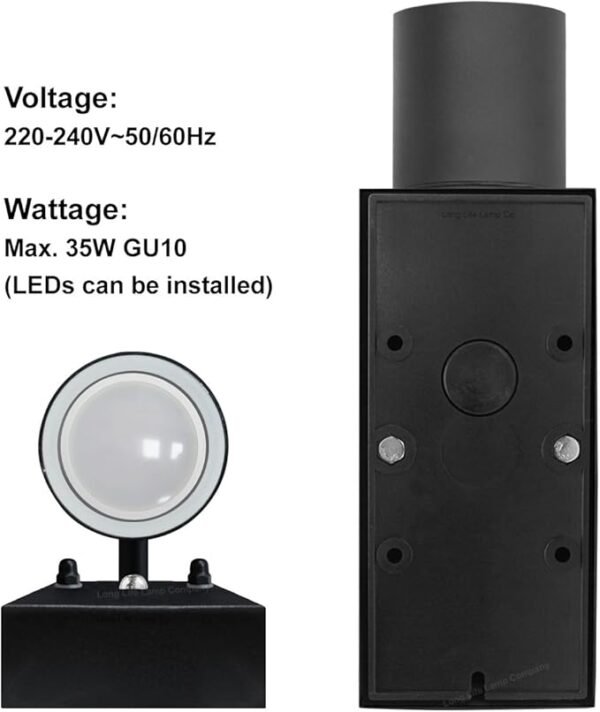 Long Life Lamp Company Outdoor Wall Light Dusk Till Dawn Sensor Black Finish Stainless Steel Up and Down Shining IP65 ZLC090-B