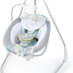 Ingenuity SimpleComfort Lightweight Compact 6-Speed Multi-Direction Baby Swing, Vibrations & Nature Sounds, 0-9 Months 6-20 lbs (Everston)