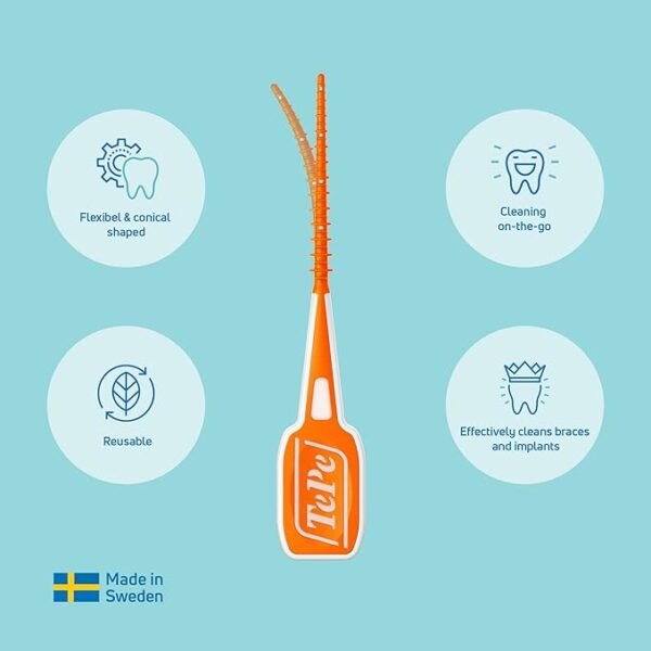 TePe EasyPick Toothpicks, Orange, ISO XS-S, 60pcs, Dental Plaque Removal Tool,