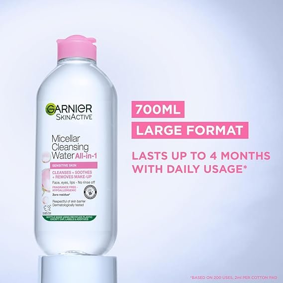 Garnier Micellar Cleansing Water, Gentle face Cleanser & Makeup Remover