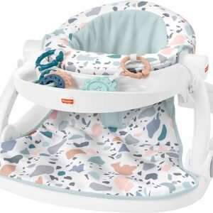 Fisher-Price Portable Baby Chair with Tray and 2 Baby Toys, Sit-Me-Up Floor Seat, Pacific Pebble, HPF45