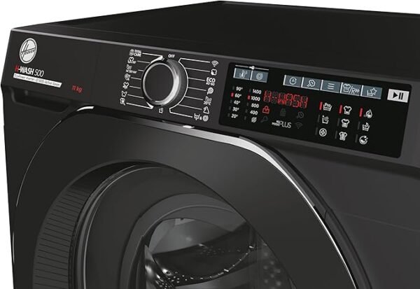 Hoover H-Wash 500 HW411AMBCB Freestanding Washing Machine, Large Capacity, 11 kg, 1400rpm, Black