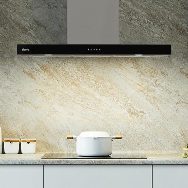 Ciarra CBCS9102 90cm Cooker Hood Wall Mount Chimney Hood Recirculating&Ducting 650 m³/h with 4 Speed WIFI APP Touch Control Kitchen Extractor Fan with CBCF003 Carbon Filters