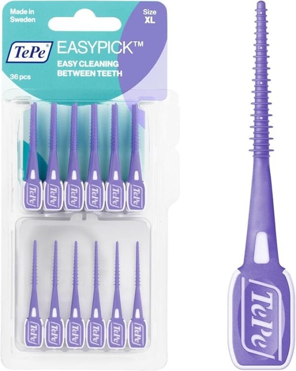 TePe EasyPick Toothpicks, Purple, ISO XL, 36pcs, Plaque Remover, efficient Clean Between The Teeth,