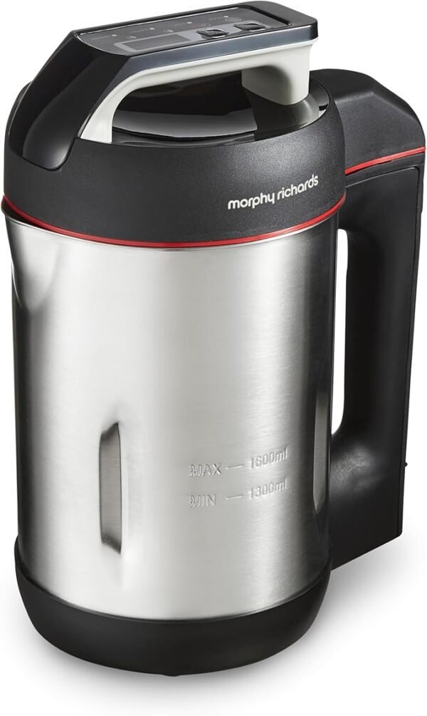 Morphy Richards 1.6L Sauté & Soup Maker, 4 Settings, Pause Function, LED Control Panel, Non-Stick Coated Jug, Detachable Power Cord, Stainless Steel, 501014