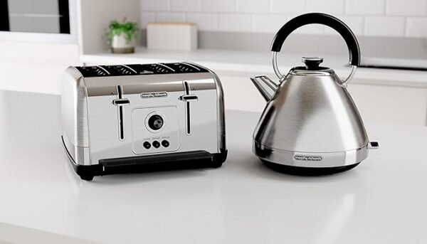 Morphy Richards Venture Brushed 4 Slice Toaster - Brushed Stainless Steel - Defrost Setting - High Lift Feature - 240130