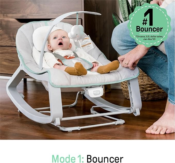 Ingenuity Keep Cozy 3-in-1 Grow with Me Vibrating Baby Bouncer, Seat & Infant to Toddler Rocker, Vibrations & Toy Bar