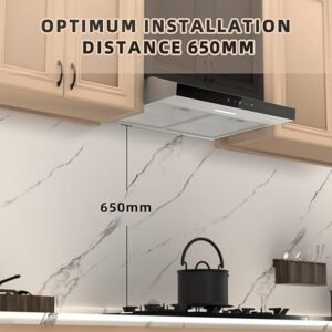 FIREGAS Under Cabinet Extractor Hood 60 cm, Extraction and Recirculation, 60 cm Visor Cooker Hood with Touch Control, 3 Power Levels, Wall Mounted Extractor Fan 600 mm Top Vented Range Hood