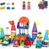 PicassoTiles 333pcs Magnetic Brick Tile and Magnetic Tile Combo Set, Action Figures included, Building Blocks STEM Toys