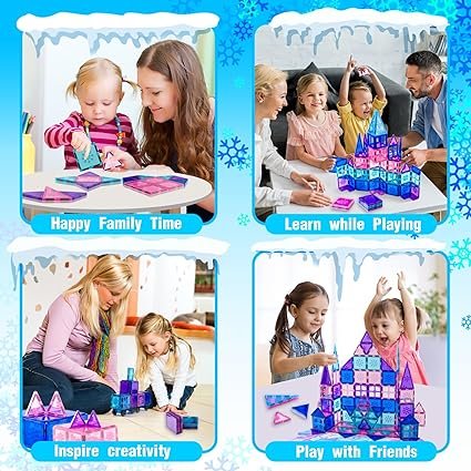 Xekel Magnetic Tiles 100 PCS, Magnetic Building Blocks Kids Toys, Frozen Toys for Girls Boys