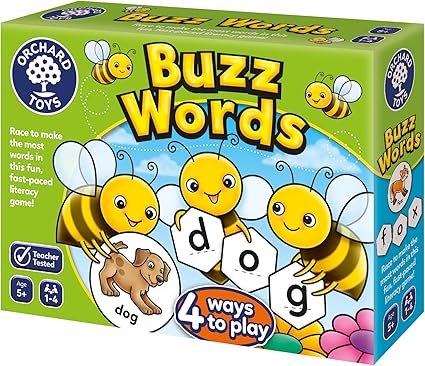 Orchard Toys Buzz Words Spelling Game - Literacy and Word Games for 5 Year Olds and Up - Learning and Educational Toys - Gifts for Kids, Boys and Girls - Age 5+ Years