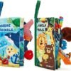 hahaland 2 Pcs Sensory Toys 0-6 Months Touch Feel Activity Soft Book with Squeaker
