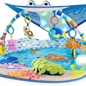 Bright Starts, Disney Baby, Finding Nemo Ocean Lights Baby Activity Gym and Play Mat with Detachable Toys