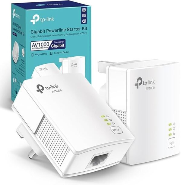 TP-Link TL-PA717 KIT 1-Port Gigabit Powerline Starter Kit, Data Transfer Speed Up to 1000 Mbps