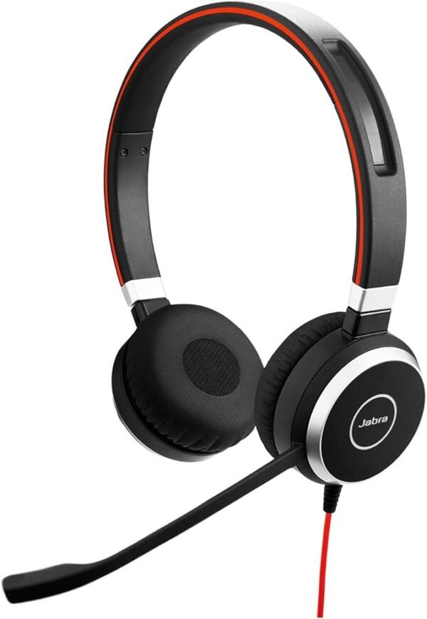 Jabra Evolve 40 MS Stereo Headset – Microsoft Certified Headphones for VoIP Softphone with Passive Noise Cancellation – USB-Cable with Controller – Black
