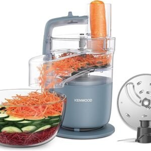 Kenwood, MultiPro Go FDP22.​130GY, Food Processor, for Chopping, Slicing, Grating, Pureeing and Kneading Dough, with Express Serve, 1.3L Bowl, Knife blade, 4mm Slicing/Grating Disk, 650 Watts, Grey