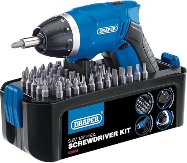 Draper 83568 Storm Force Cordless Li-Ion Screwdriver Kit (3.6V) - Multicoloured